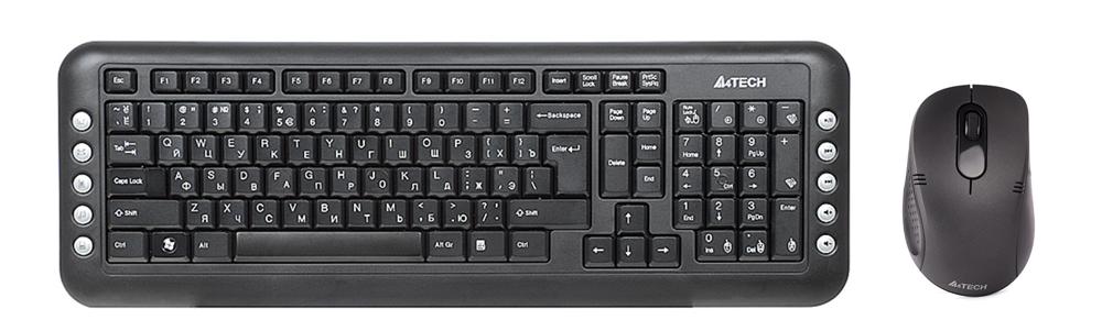 Клавиатура + мышь A4Tech V-Track 7200N клав:черный мышь:черный USB беспроводная Multimedia