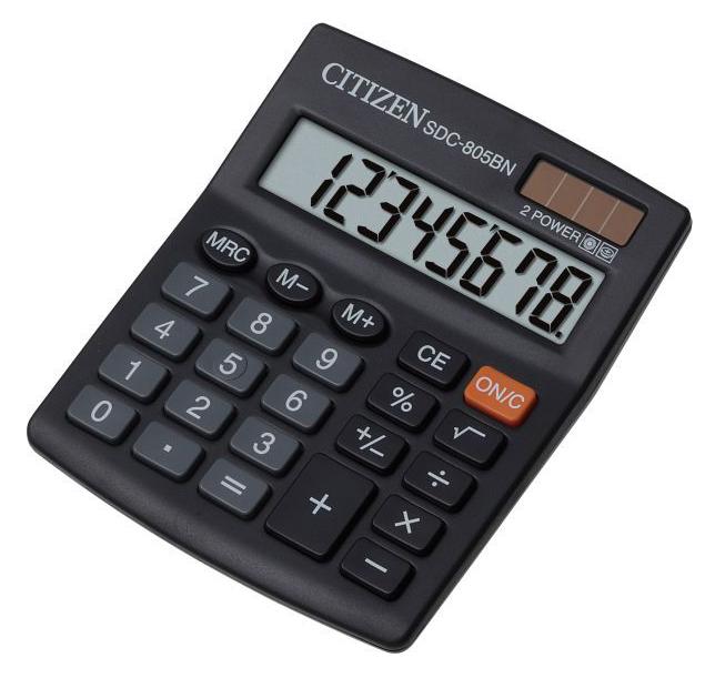 Калькулятор бухгалтерский Citizen SDC-805BN черный 8-разр.