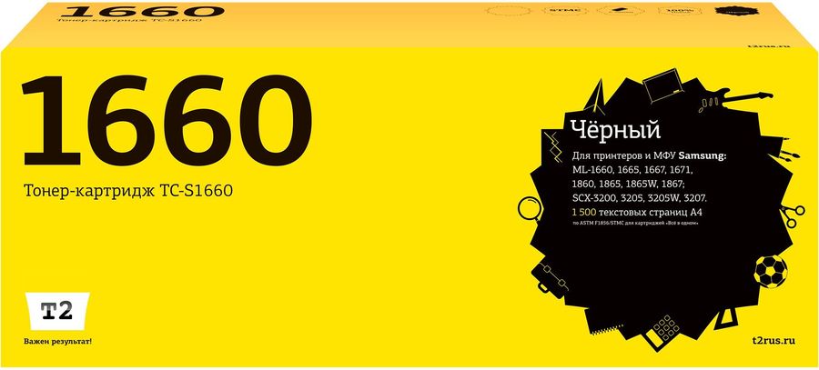 Картридж лазерный T2 MLT-D104S TC-S1660 MLT-D104S/SU748A черный (1500стр.) для Samsung ML-1660/1665/1667/1860/1865 без чипа
