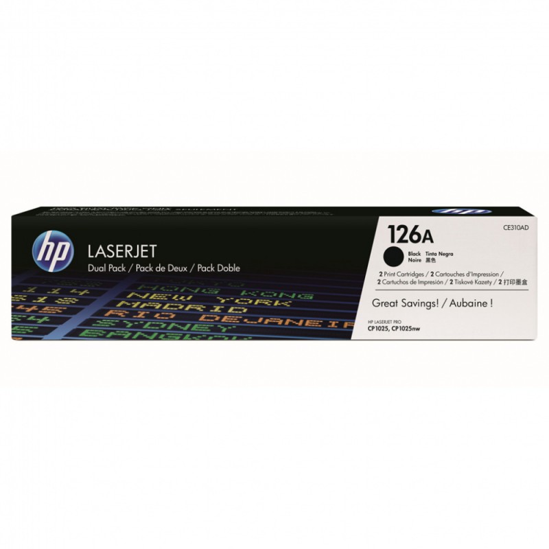 Картридж лазерный HP 126A CE310AD черный двойная упак. (2400стр.) для HP LJ CP1025