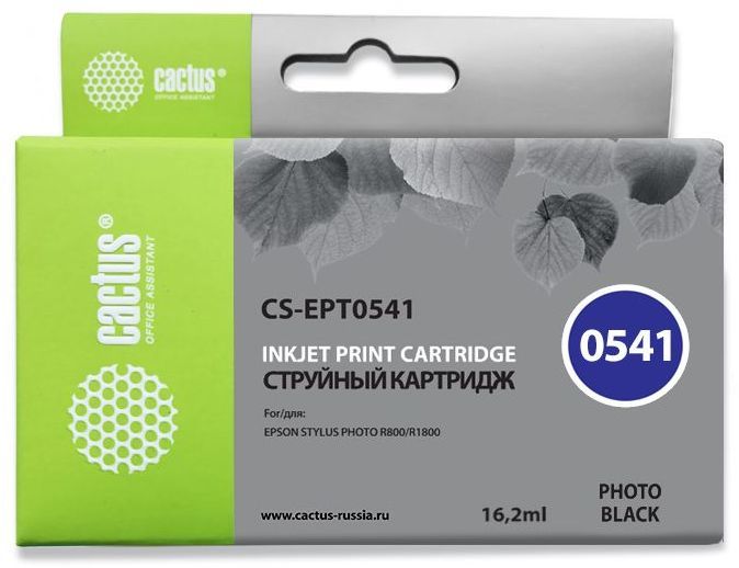 Картридж струйный Cactus CS-EPT0541 T0541 черный (16.2мл) для Epson Stylus Photo R800/R1800