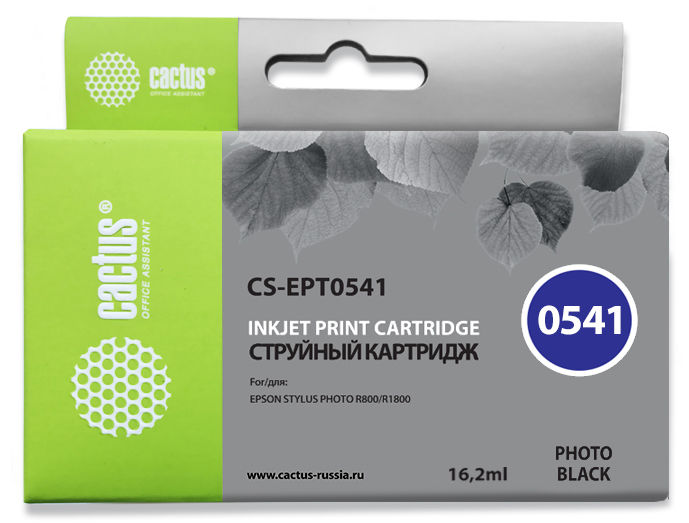Картридж струйный Cactus CS-EPT0541 T0541 черный (16.2мл) для Epson Stylus Photo R800/R1800