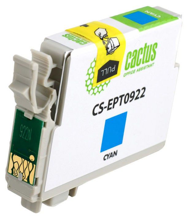 Картридж струйный Cactus CS-EPT0922 T0922 голубой (6.6мл) для Epson Stylus C91/CX4300/T26/T27/TX106/TX109/TX117/TX119
