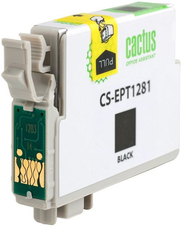 Картридж струйный Cactus CS-EPT1281 T1281 черный (10мл) для Epson Stylus S22/S125/SX420/SX425/Office BX305