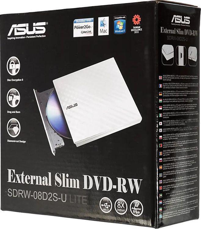 Привод DVD-RW Asus SDRW-08D2S-U LITE/WHT/G/AS белый USB внешний RTL