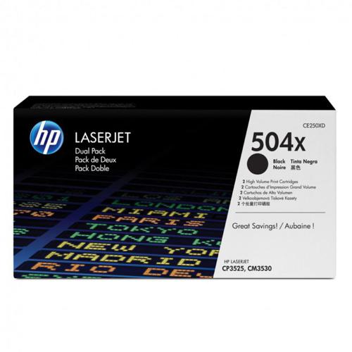 Картридж лазерный HP 504X CE250XD черный двойная упак. (21000стр.) для HP CLJ CP3525/CM3530