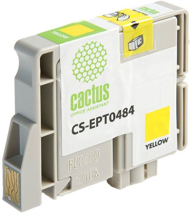 Картридж струйный Cactus CS-EPT0484 T0484 желтый (14.4мл) для Epson Stylus Photo R200/R220/R300/R320/R340/RX500/RX600/RX620/RX640