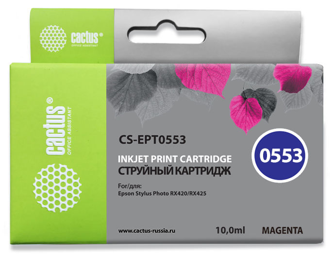 Картридж струйный Cactus CS-EPT0553 T0553 пурпурный (10мл) для Epson Stylus RX520/Stylus Photo R240
