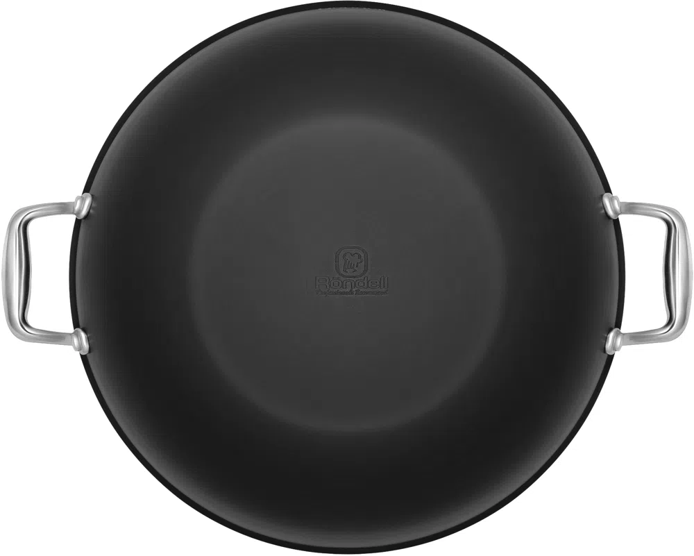 Сковорода ВОК (WOK) Rondell Elements RDA-114 круглая 32см покрытие: TriTitan ручка несъемная (с крышкой) черный
