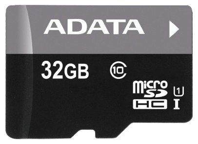 Флеш карта microSDHC 32GB A-Data AUSDH32GUICL10-RA1 + adapter