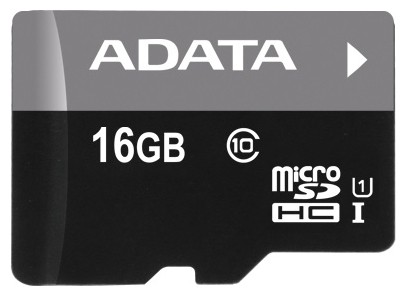 Флеш карта microSDHC 16Gb Class10 A-Data AUSDH16GUICL10-RA1 + adapter