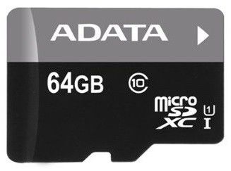 Флеш карта microSDXC 64Gb Class10 A-Data AUSDX64GUICL10-RA1 + adapter