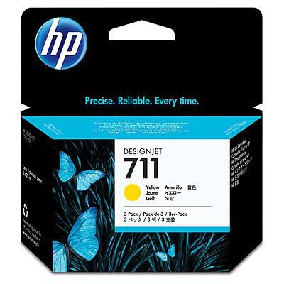 Картридж струйный HP 711 CZ136A желтый тройная упак. (29мл) для HP DJ T120/T520