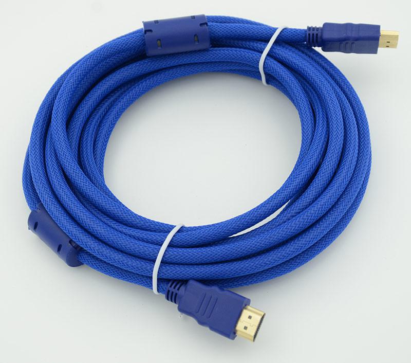 Кабель HDMI (m)/HDMI (m) 5м. феррит.кольца Позолоченные контакты синий