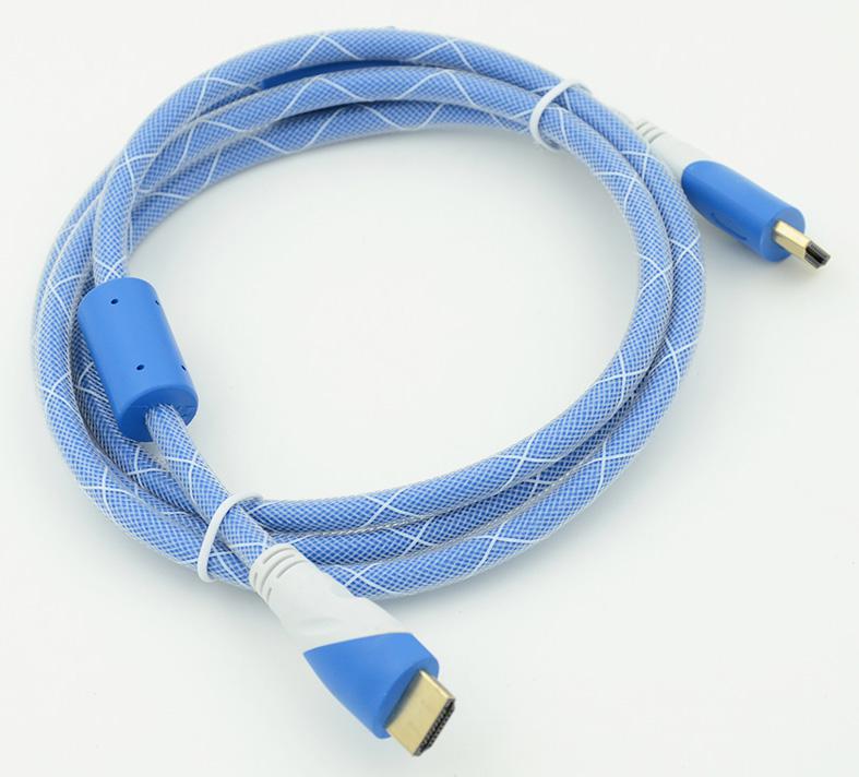 Кабель аудио-видео HDMI (m)/HDMI (m) 1.8м. феррит.кольца Позолоченные контакты синий/белый