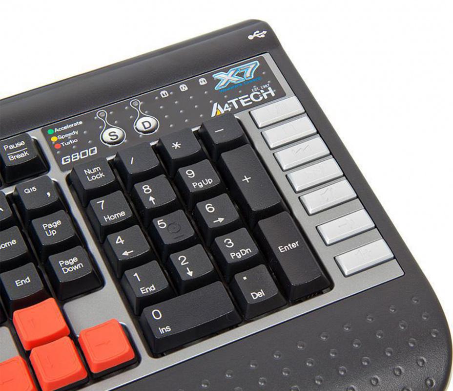 Клавиатура A4Tech X7-G800MU черный/серый PS/2 Multimedia for gamer (подставка для запястий)