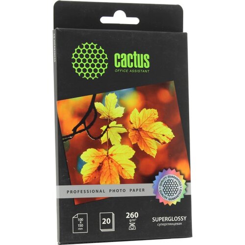 Фотобумага Cactus Prof CS-HGA626020 10x15/260г/м2/20л./белый глянцевое для струйной печати