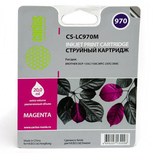 Картридж струйный Cactus CS-LC970M пурпурный (20мл) для Brother MFC-260c/235c/DCP-150c/135c с чипом