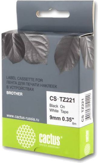 Картридж ленточный Cactus CS-TZ221 TZe-221 черный для Brother 1010/1280/1280VP/2700VP