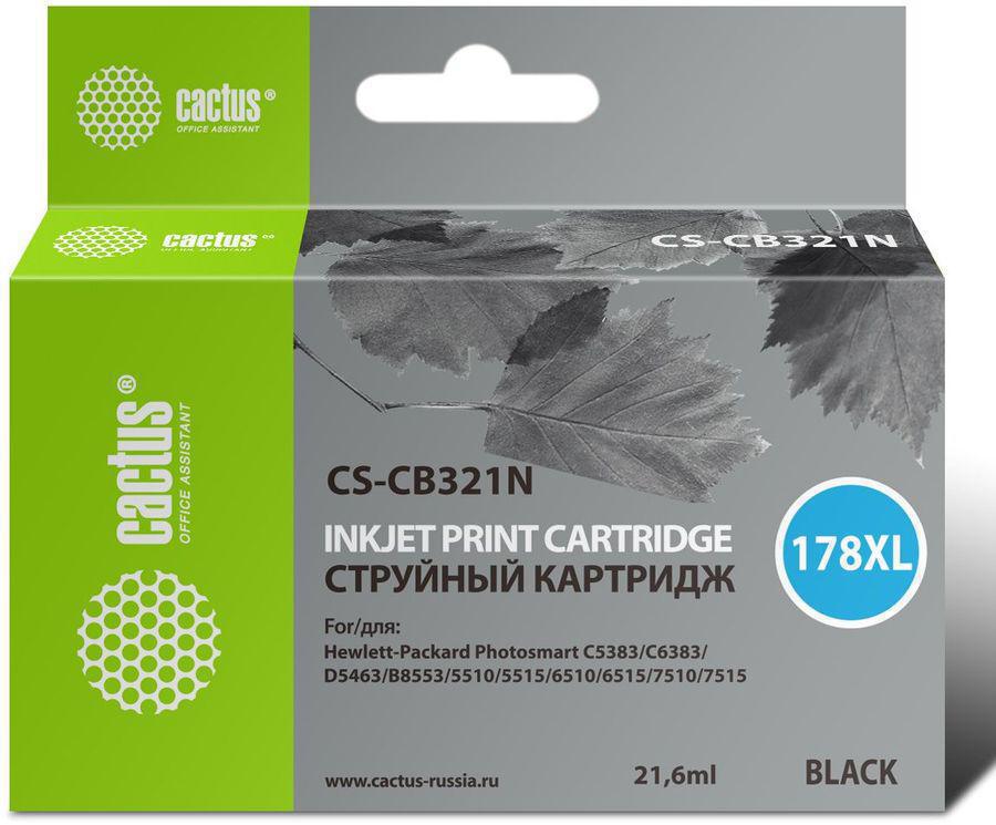 Картридж струйный Cactus CS-CB321N(CS-CB321) №178XL черный (21.6мл) для HP PS B8553/C5383/C6383/D5463