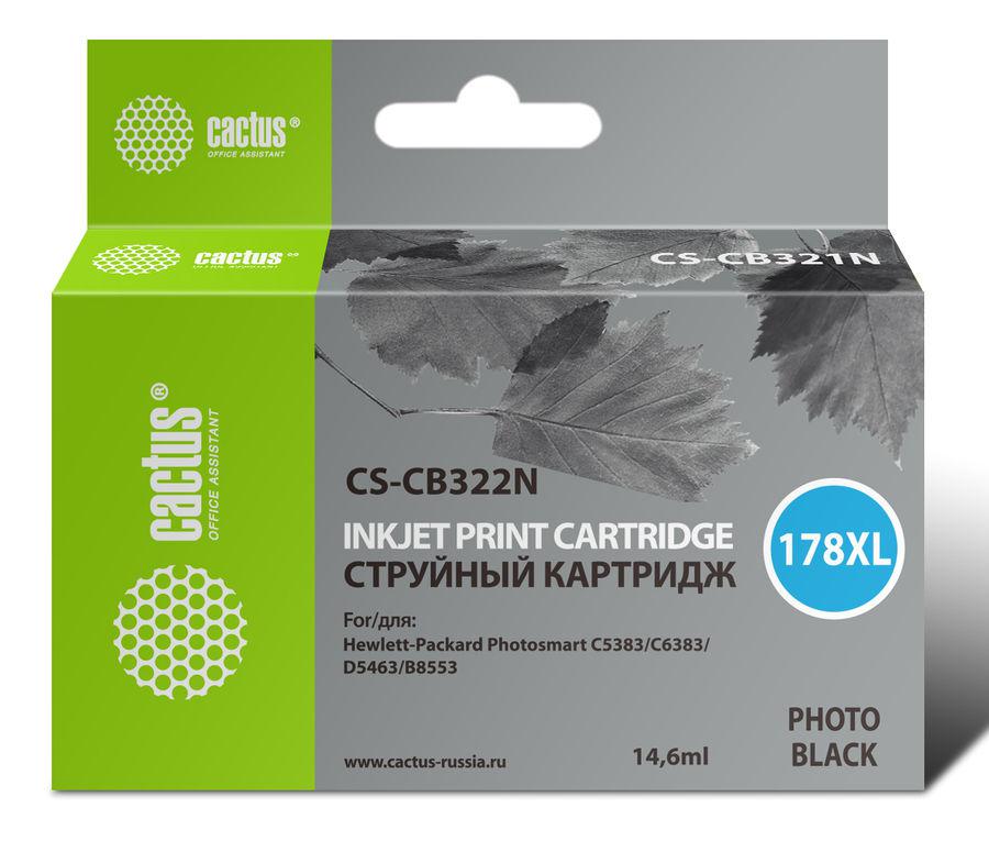 Картридж струйный Cactus CS-CB322N(CS-CB322) №178XL фото черный (14.6мл) для HP PS B8553/C5383/C6383/D5463