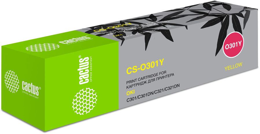 Картридж лазерный Cactus 44973541 CS-O301Y желтый (1500стр.) для Oki C301/321