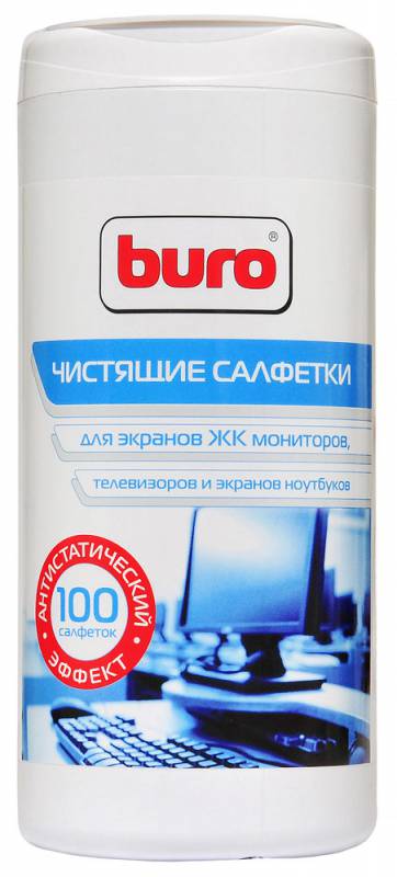 Салфетки Buro BU-Tscreen для экранов мониторов/плазменных/ЖК телевизоров/ноутбуков туба 100шт влажных