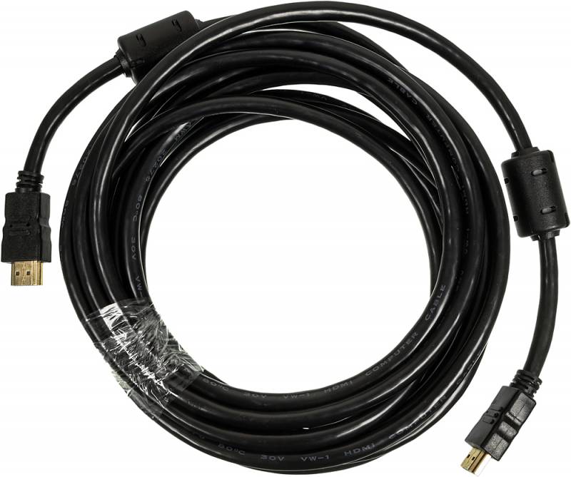 Кабель аудио-видео Ningbo HDMI-5M-MG HDMI (m)/HDMI (m) 5м. феррит.кольца позолоч.конт. черный