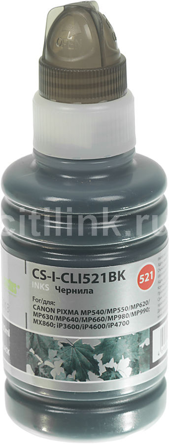 Чернила Cactus CS-I-CLI521BK черный 100мл для Canon Pixma MP540/MP550/MP620/MP630/MP640