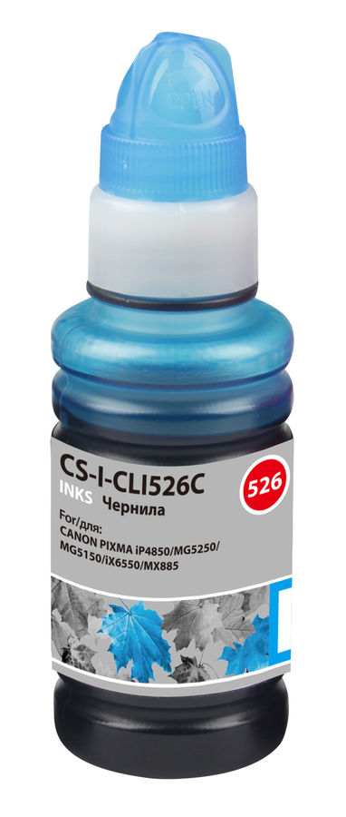 Чернила Cactus CS-I-CLI526C голубой 100мл для Canon Pixma iP4850/MG5250/MG5150/iX6550