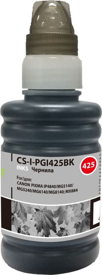 Чернила Cactus CS-I-PGI425BK черный пигментный 100мл для Canon Pixma iP4840/MG5140/5240/6140/8140/MX884