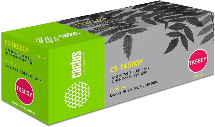Картридж лазерный Cactus CS-TK580Y желтый (2800стр.) для Kyocera FS-C5150DN/P6021 Ecosys