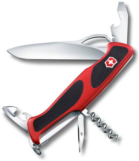 Нож перочинный Victorinox RangerGrip 61 (0.9553.MC) 130мм 11функц. красный/черный карт.коробка