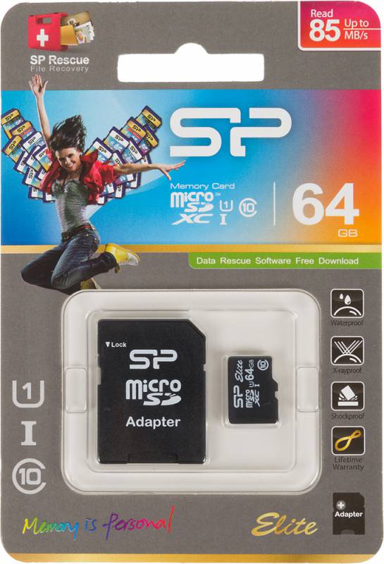 Флеш карта microSDXC 64GB Silicon Power SP064GBSTXBU1V10SP + adapter