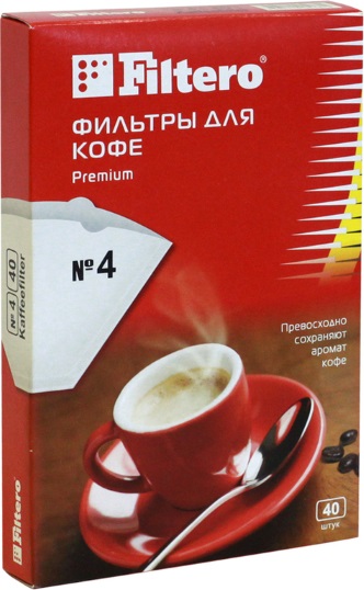 Фильтры для кофе для кофеварок капельного типа Filtero №4 белый (упак.:40шт)