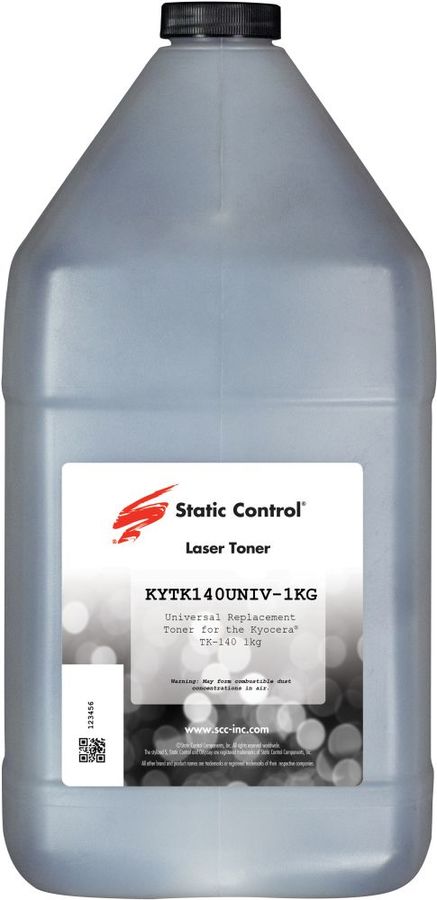 Тонер Static Control KYTK140UNIV-1KG черный флакон 1000гр. для принтера Kyocera FS1030/1100/1120/1300