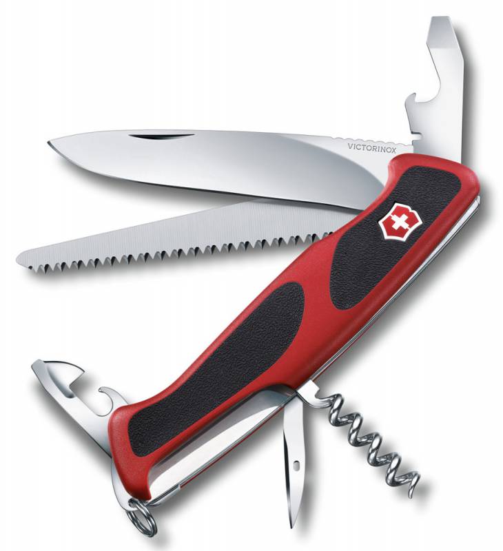 Нож перочинный Victorinox RangerGrip 55 (0.9563.CB1) 130мм 12функц. красный/черный блистер