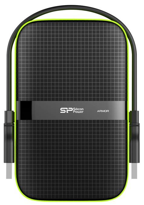 Жесткий диск Silicon Power USB 3.0 2Tb SP020TBPHDA60S3K A60 SP020TBPHDA60S3K Armor 2.5" черный/зеленый