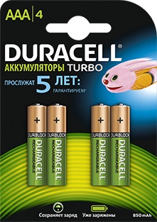 Аккумулятор Duracell Rechargeable HR03-4BL AAA NiMH 900mAh (4шт)